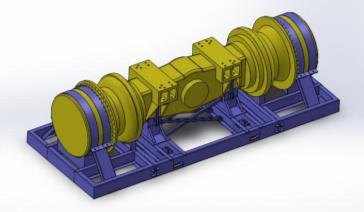 Modelo 3D de un equipo sobre su base de traslado